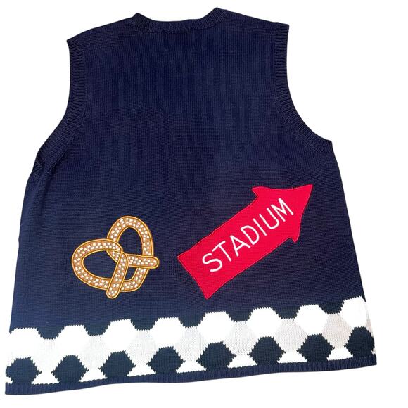 Vintage Soccer Go Team Sports Theme Sweater Vest Hot Dog Whistle Embroidered L - Picture 2 of 7